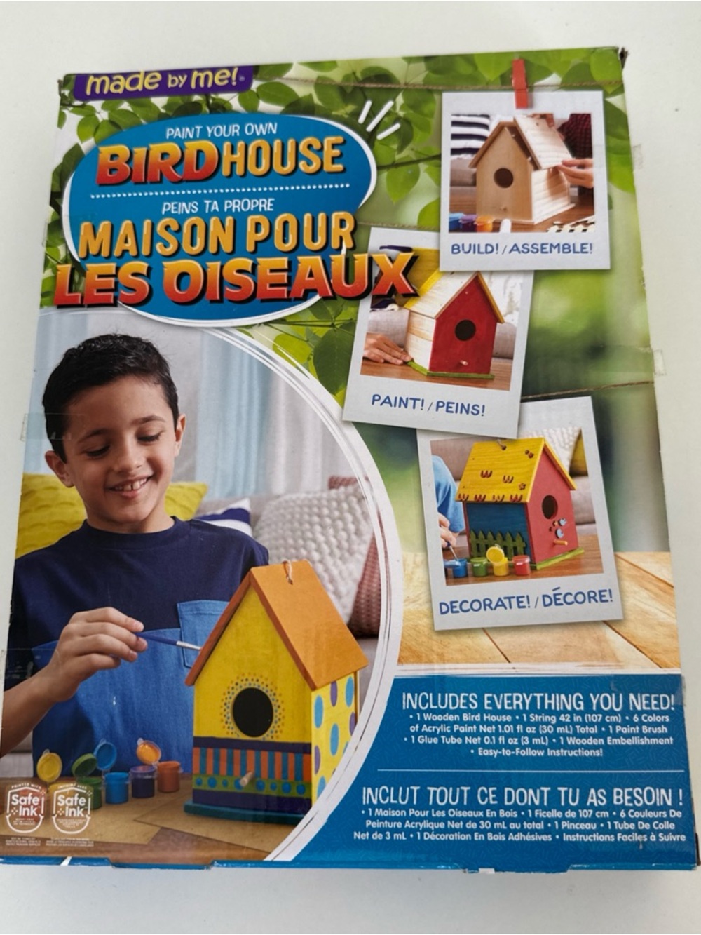 Paint Your Own Birdhouse Craft Kit - Bright Yellow‎ & Orange for Kids Fun! ⭐️⭐️